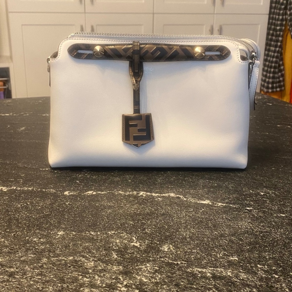 Fendi By The Way in White Leather with Brown FF details